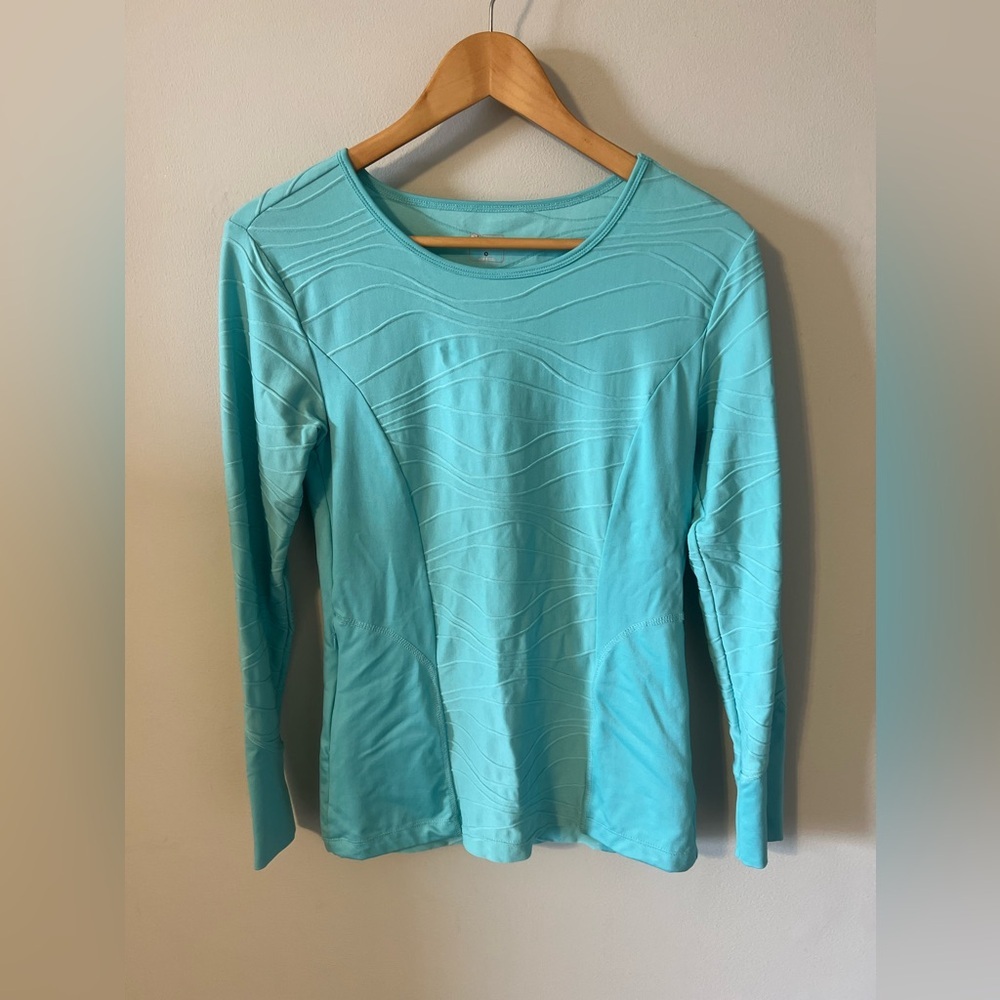 Title Nine Sunbuster Teal Long Sleeve Sun Shirt Small UPF $75
